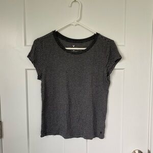 Striped Dark Gray and White Women's Top